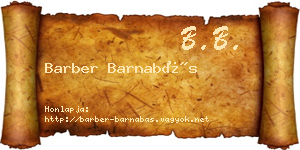 Barber Barnabás névjegykártya